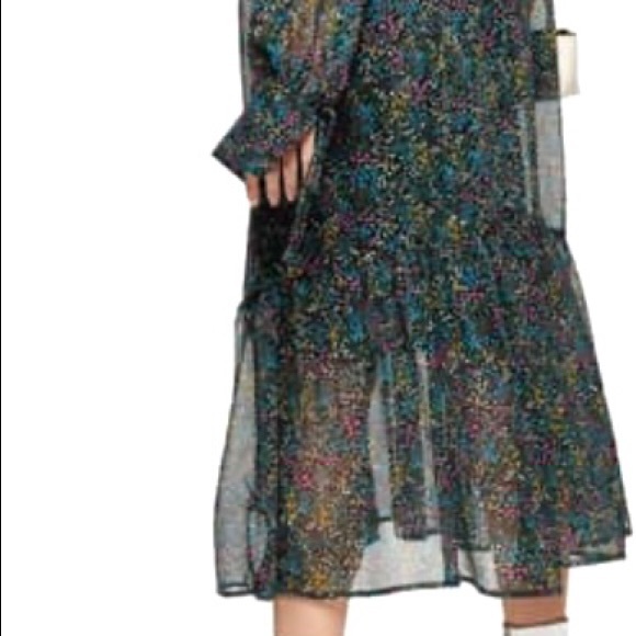 Topshop ditsy floral chiffon midi dress in multi - Picture 4 of 16